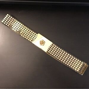 Vintage 80's Stretch Metal Gold Waist Belt